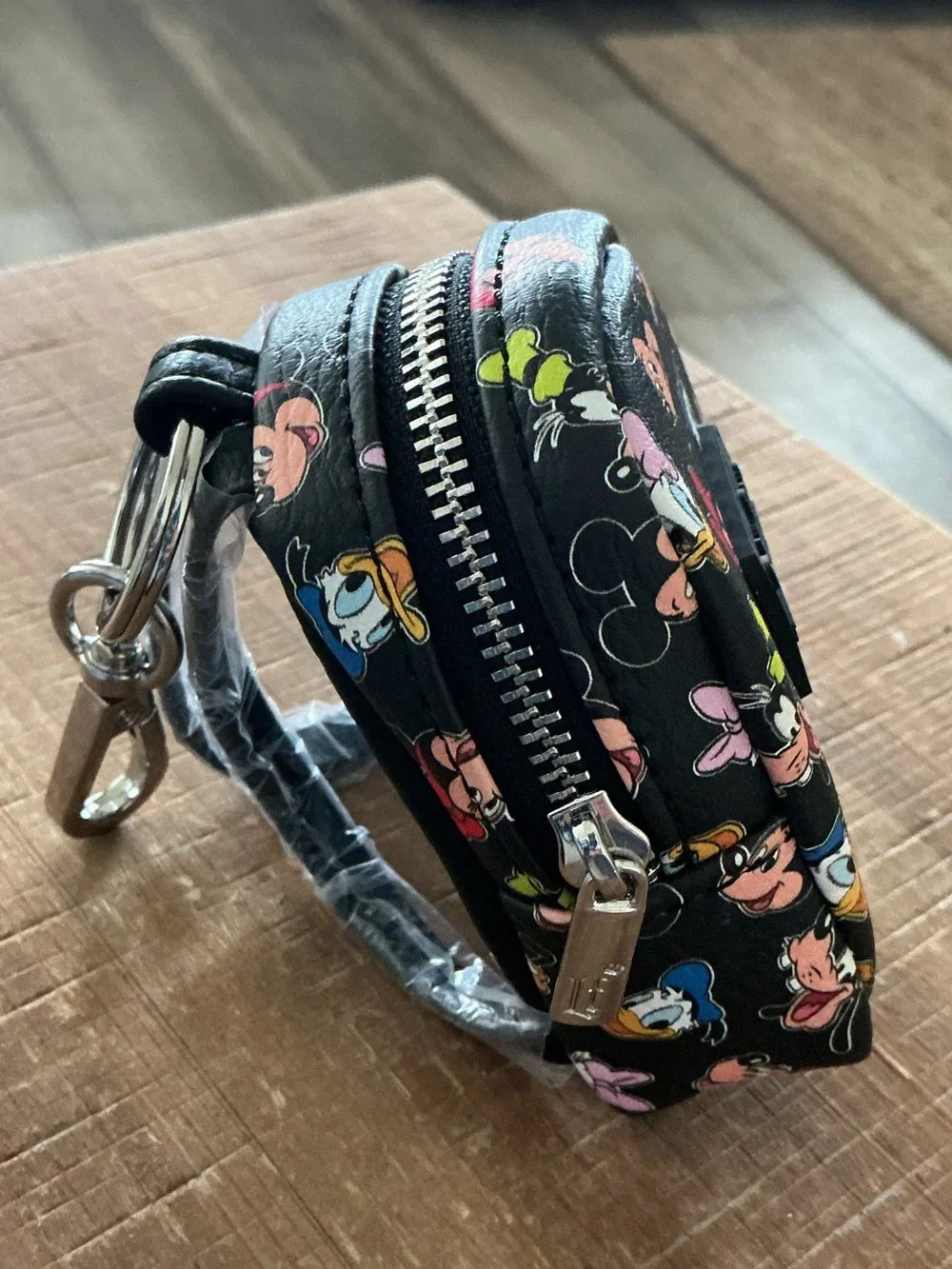 Loungefly Black Mini Coin Purse with Multicolor Disney Faces